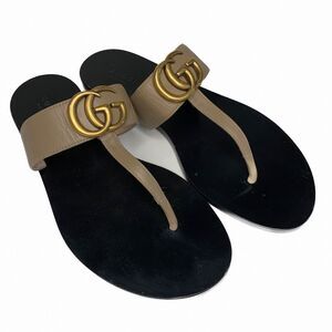 Gucci Marmont GG Sandals EU 37.5 US 7.5 Taupe Flip Flop Flat Logo Slides
